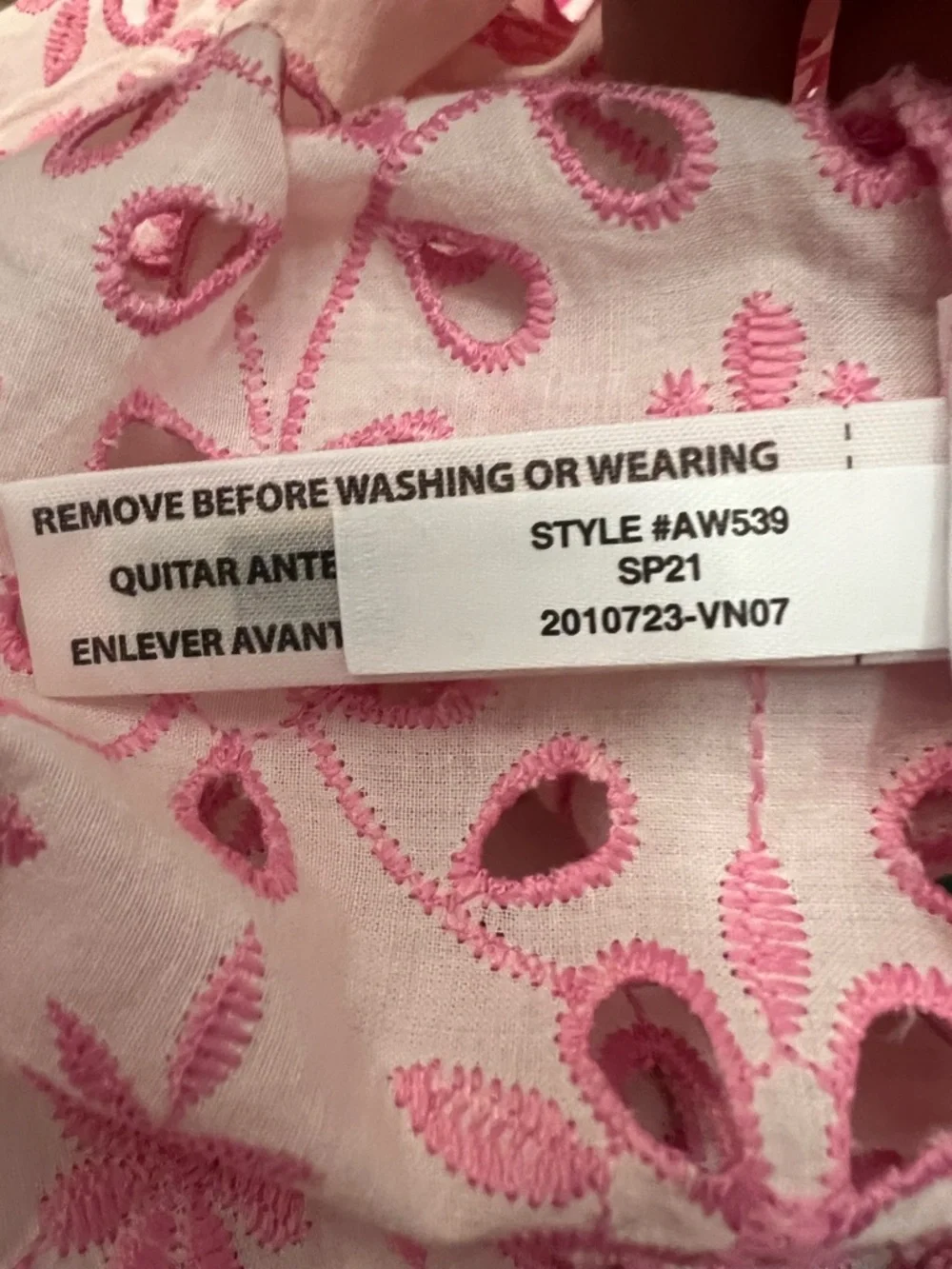 J. Crew Pink Floral cotton blend Embroidered Short Sleeve Blouse - Picture 7 of 8